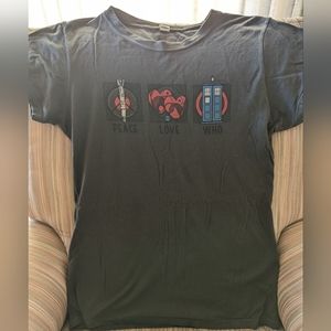 Peace, Love, and Who (Doctor Who) t-shirt